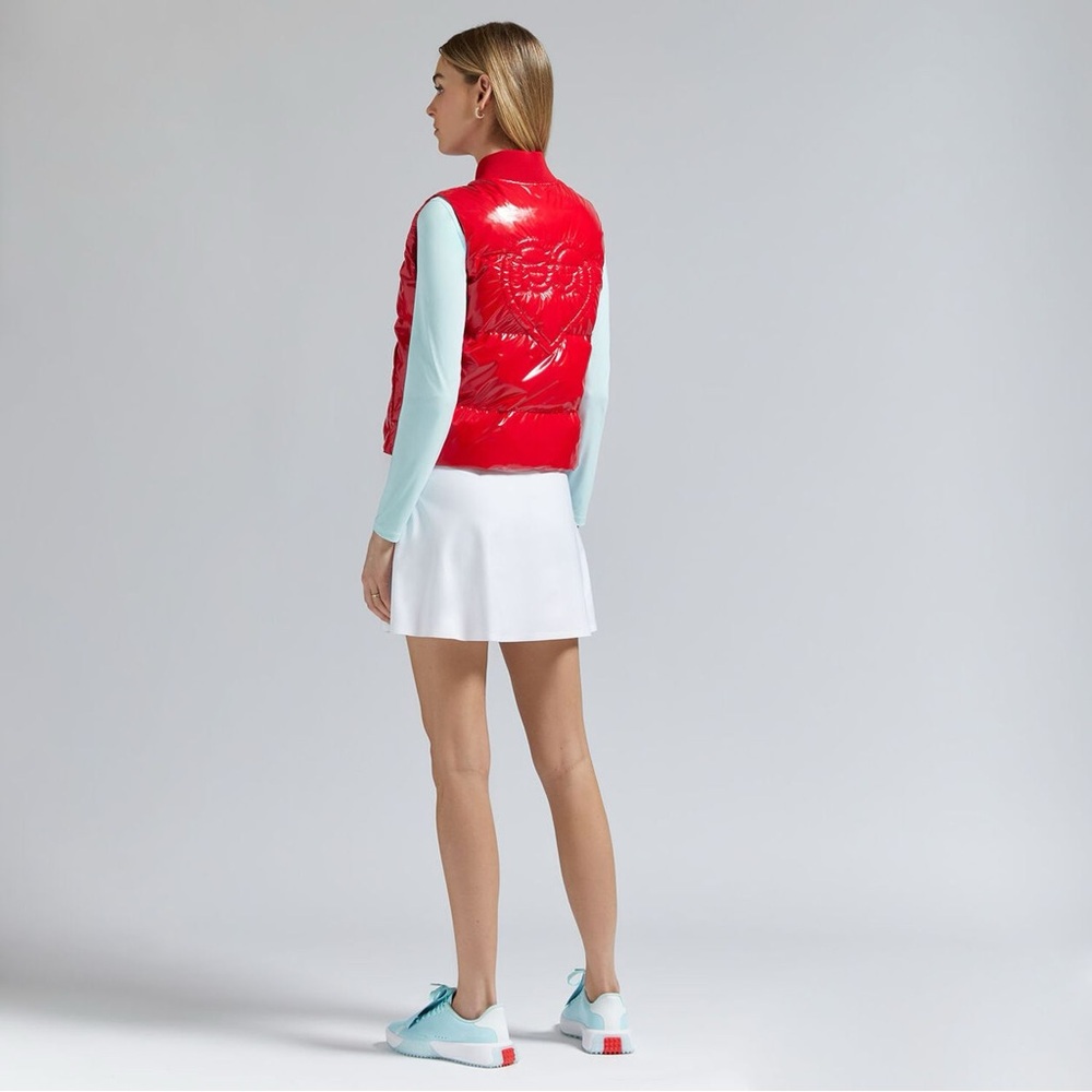 G/Fore Ltd Ed. Heart G’s Coated Nylon Puffer Vest - Red - Womens Golf - Picture 4 of 9